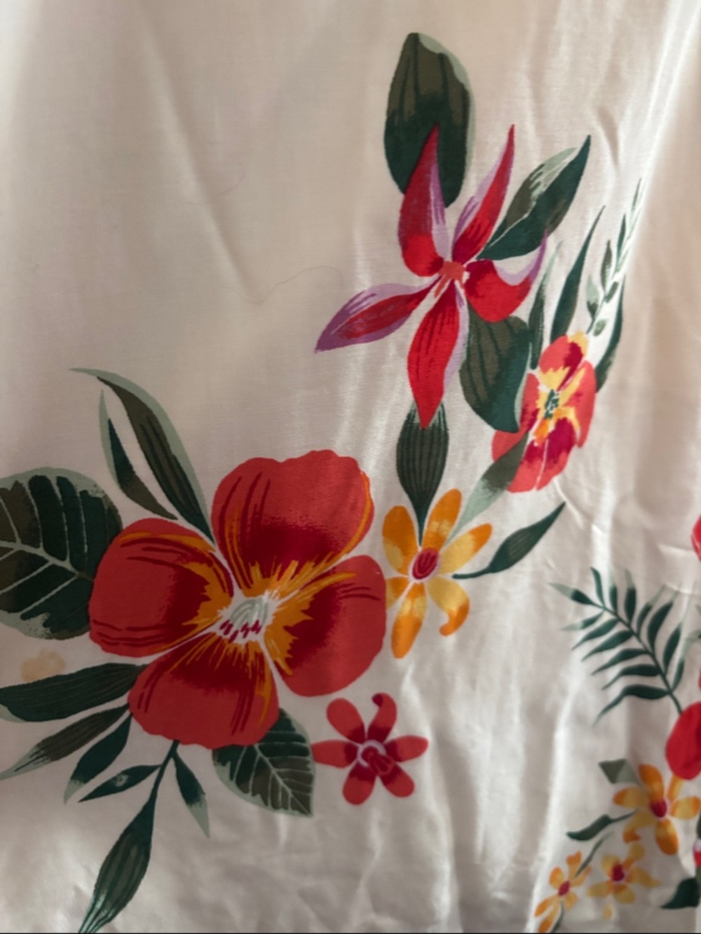 Old Navy White Slip Midi Dress with Red, Yellow & Green Floral Print - Picture 3 of 5